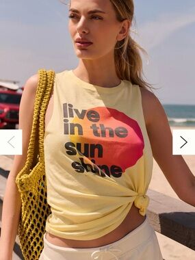 Spiritual Gangster Live in the Sunshine Graphic Tank Top Yellow Sleeveless